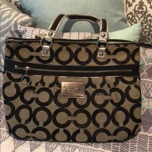 Coach Poppy Tote in Black and Silver